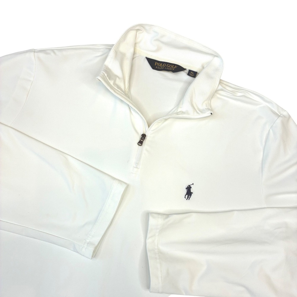 Polo Golf Ralph Lauren Pullover Mens XL White Qtr Zip Performance Long Sleeve